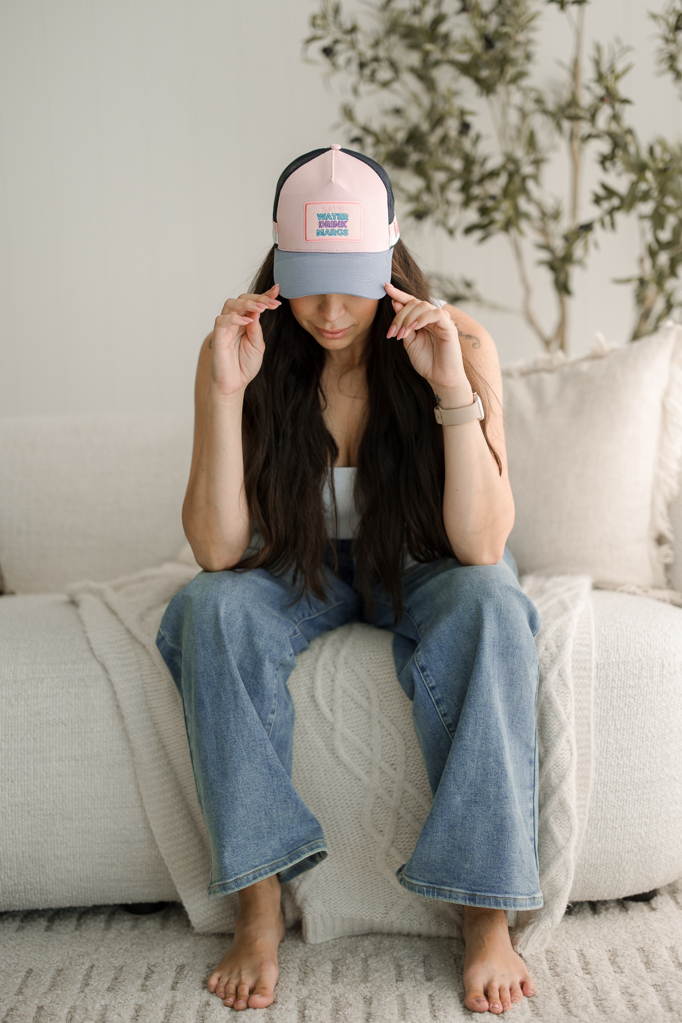 Custom embroidered cap styled in a branding portrait