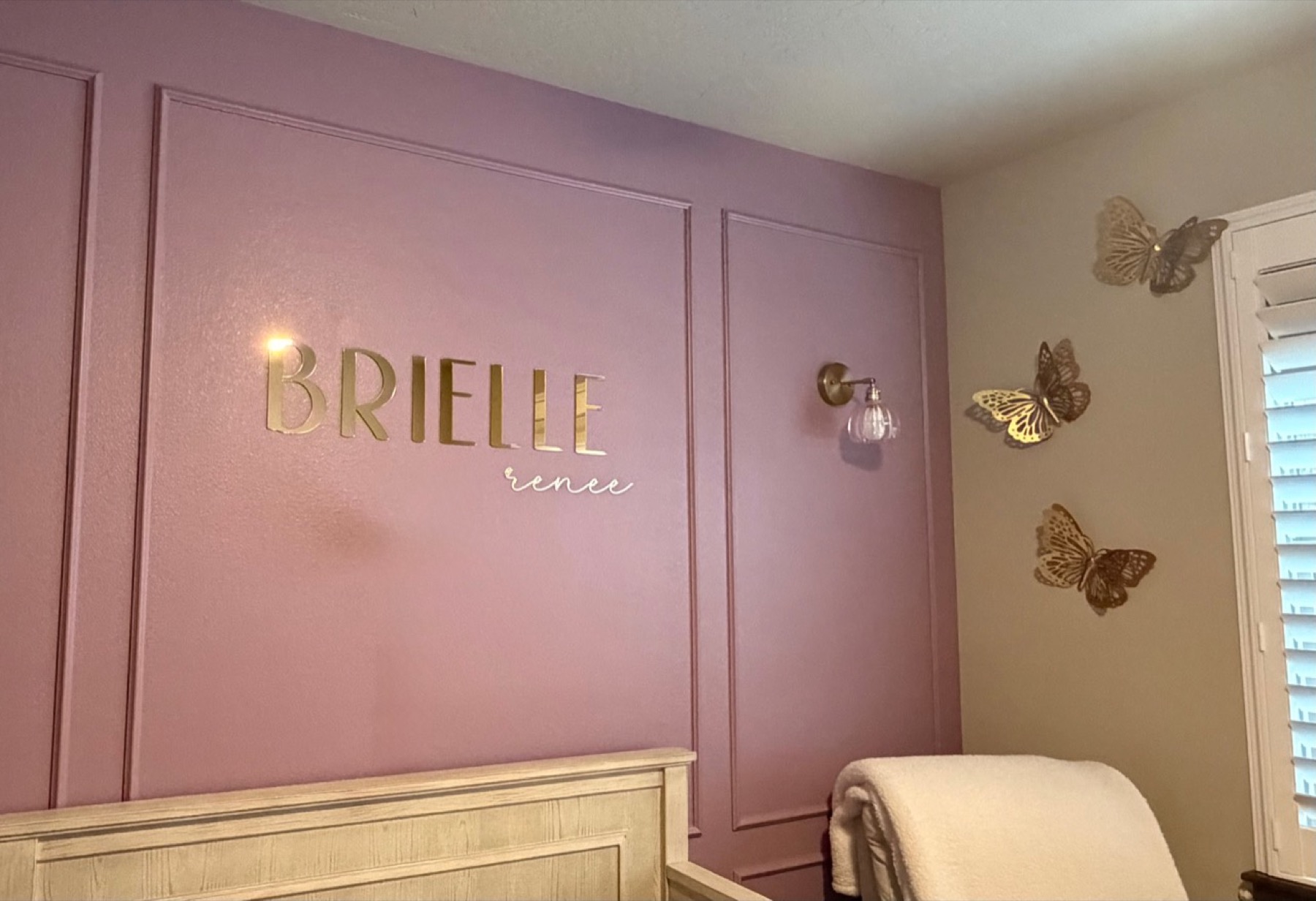 Custom Brielle Renee nursery wall lettering
